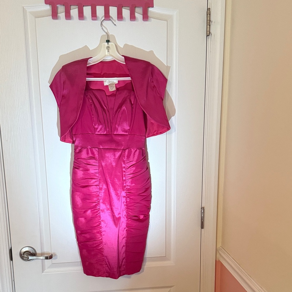 Pink Satin Dress with Bolero